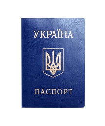 Photo of Ukrainian internal passport on white background, top view
