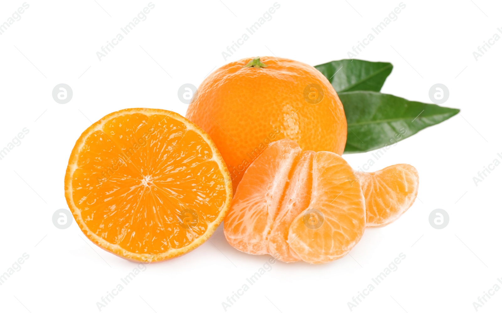 Photo of Fresh ripe juicy tangerines isolated on white
