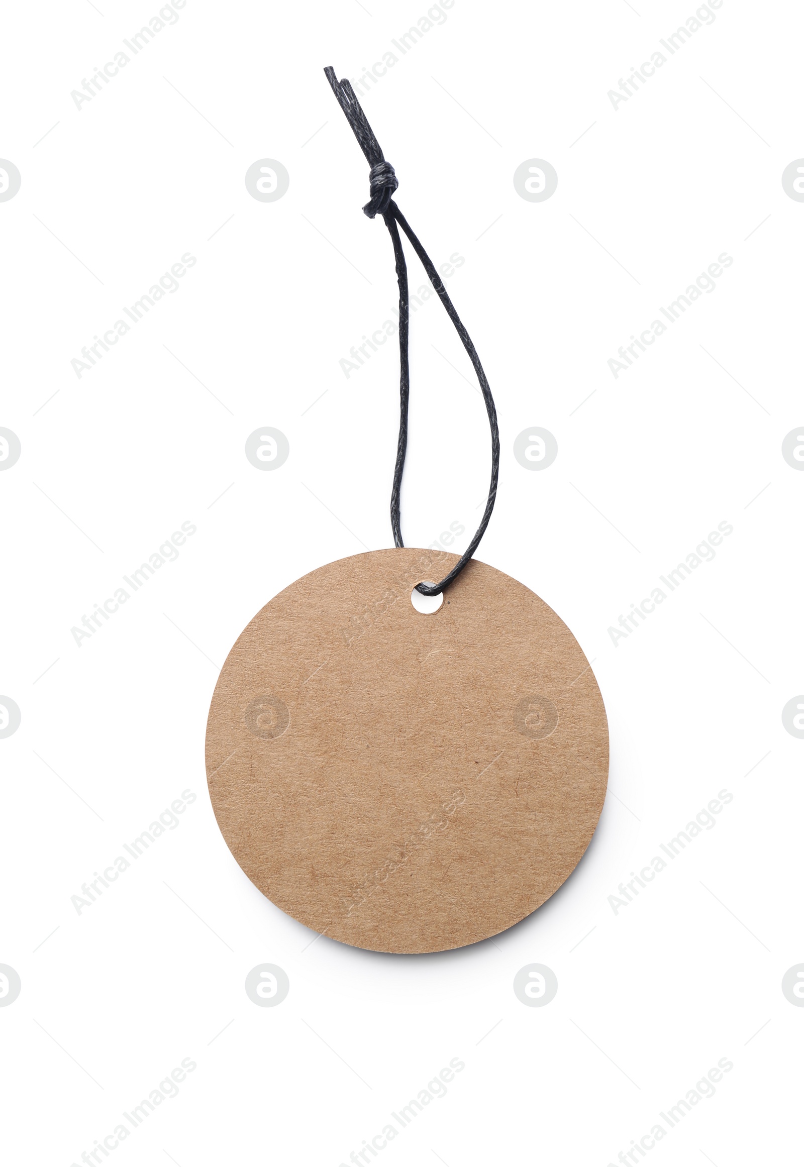 Photo of Circle shaped tag with space for text isolated on white, top view