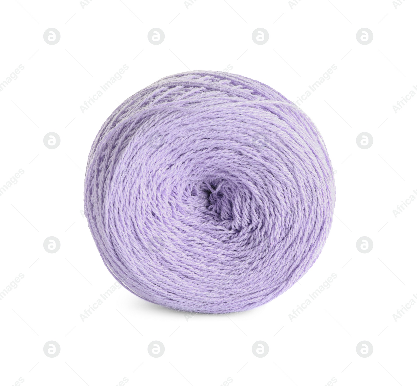 Photo of Soft violet woolen yarn isolated on white