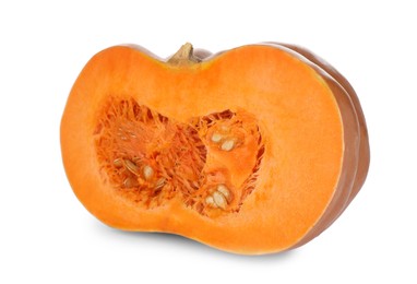 Photo of Half of fresh ripe pumpkin isolated on white