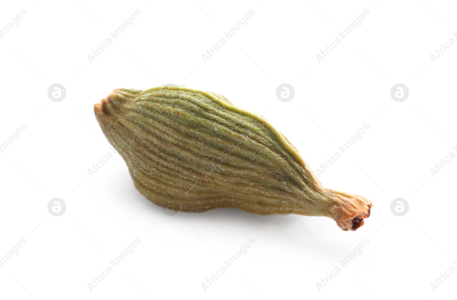 Photo of Dry green cardamom pod isolated on white, closeup
