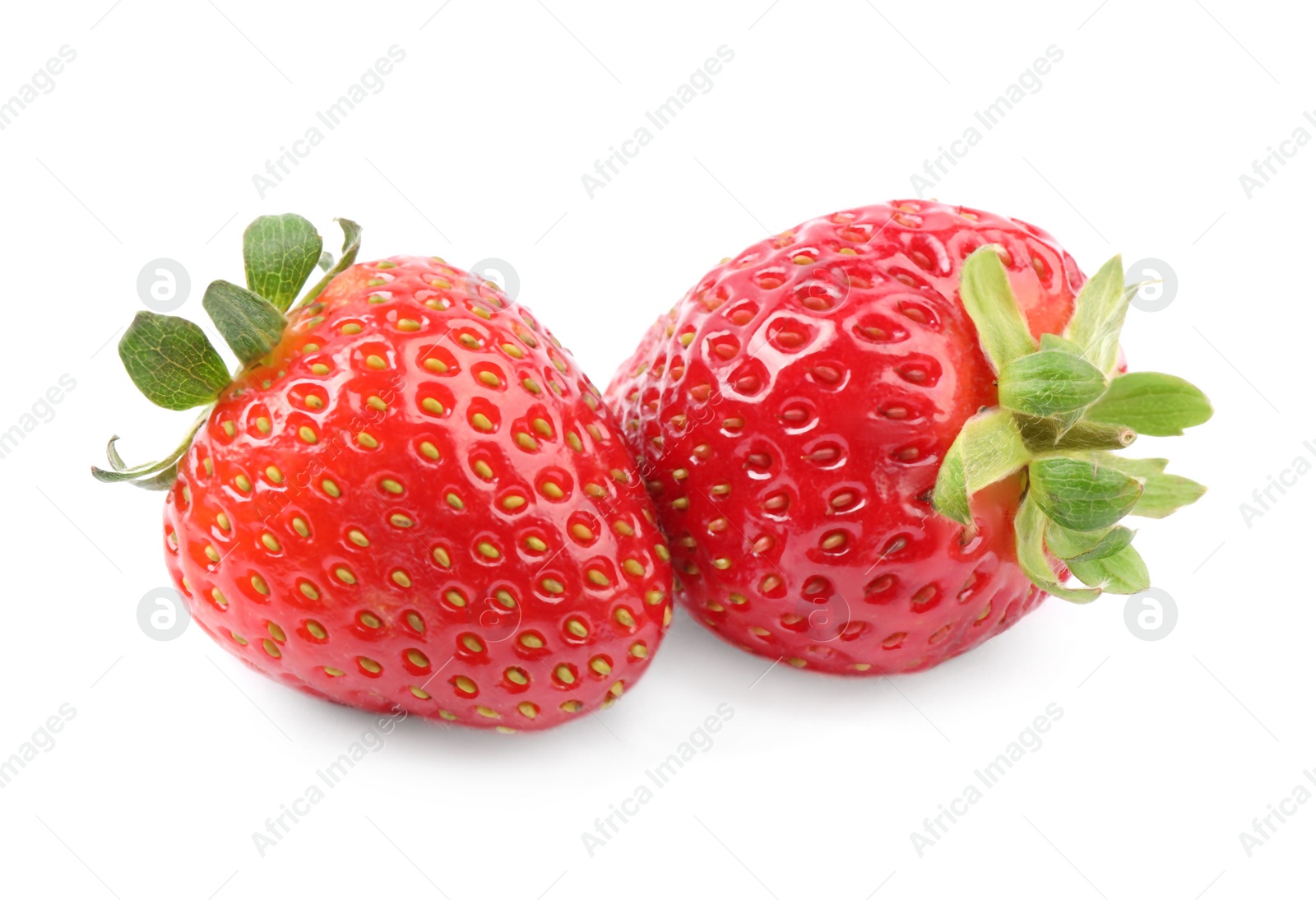 Photo of Delicious fresh red strawberries on white background