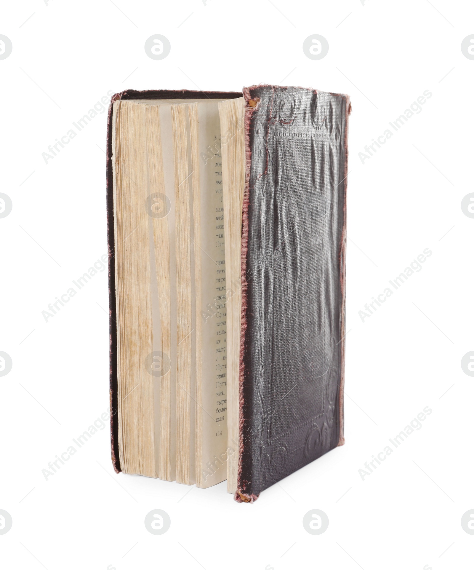 Photo of One old hardcover book isolated on white