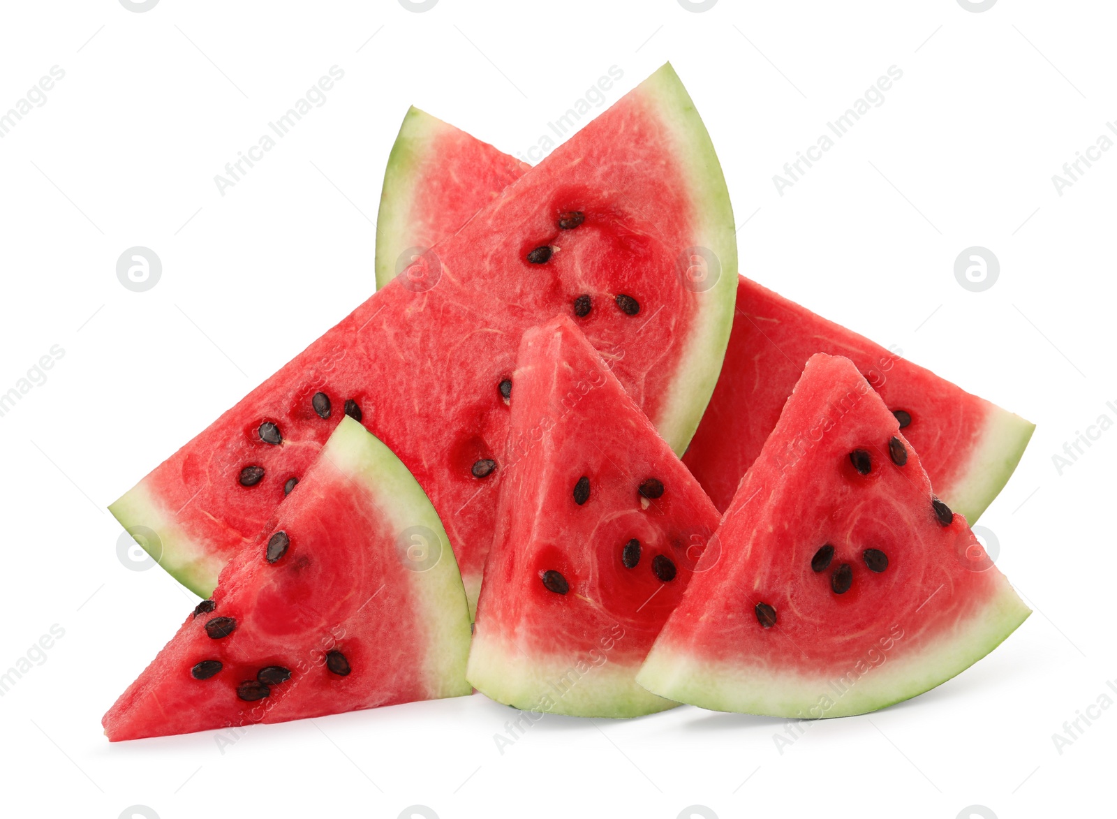 Photo of Slices of delicious ripe watermelon on white background