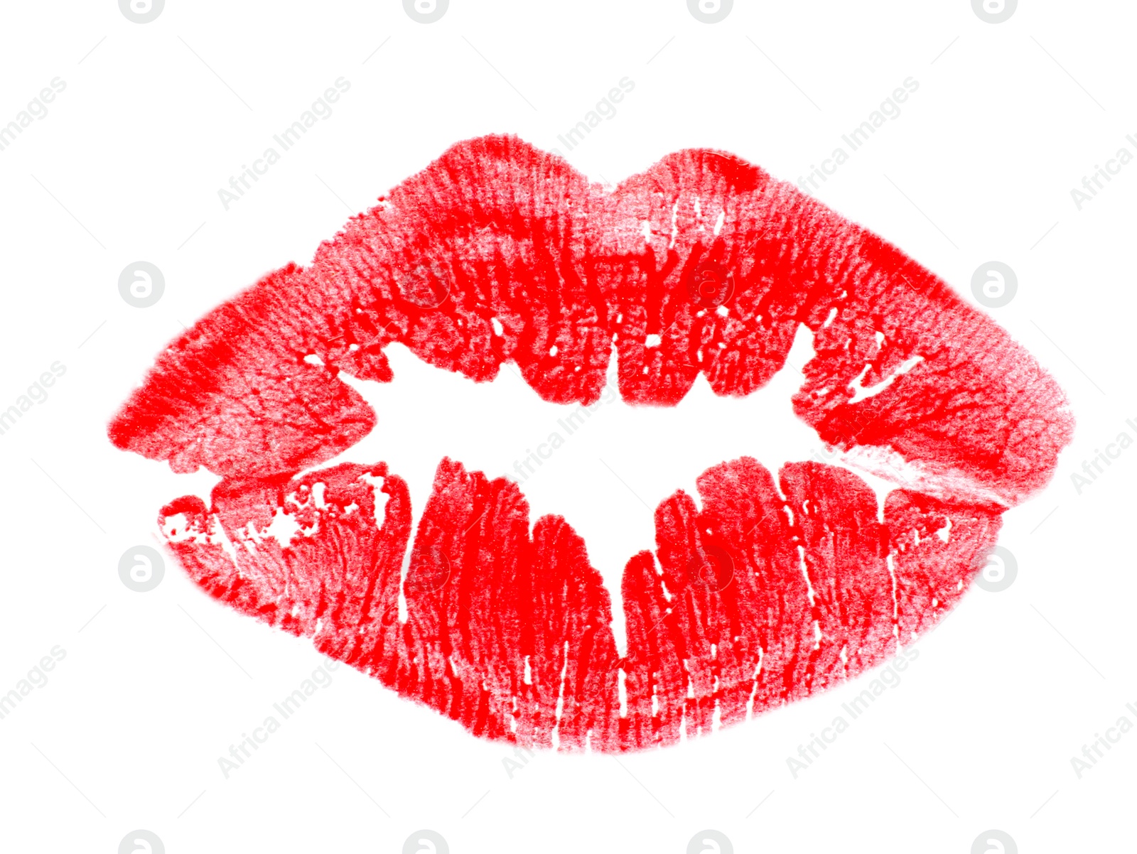 Photo of Lipstick kiss mark isolated on white, top view