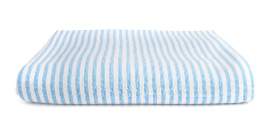 Photo of One striped beach towel isolated on white
