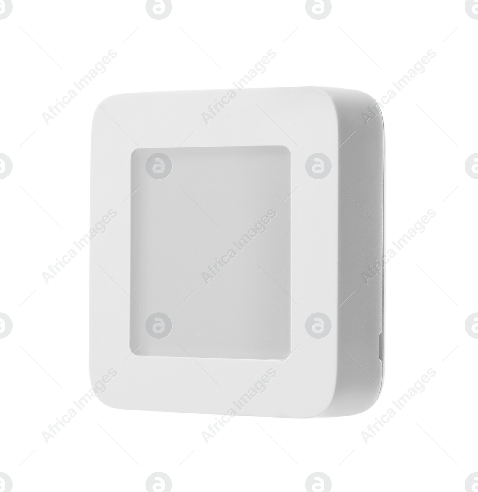 Photo of One thermostat isolated on white. Smart home system