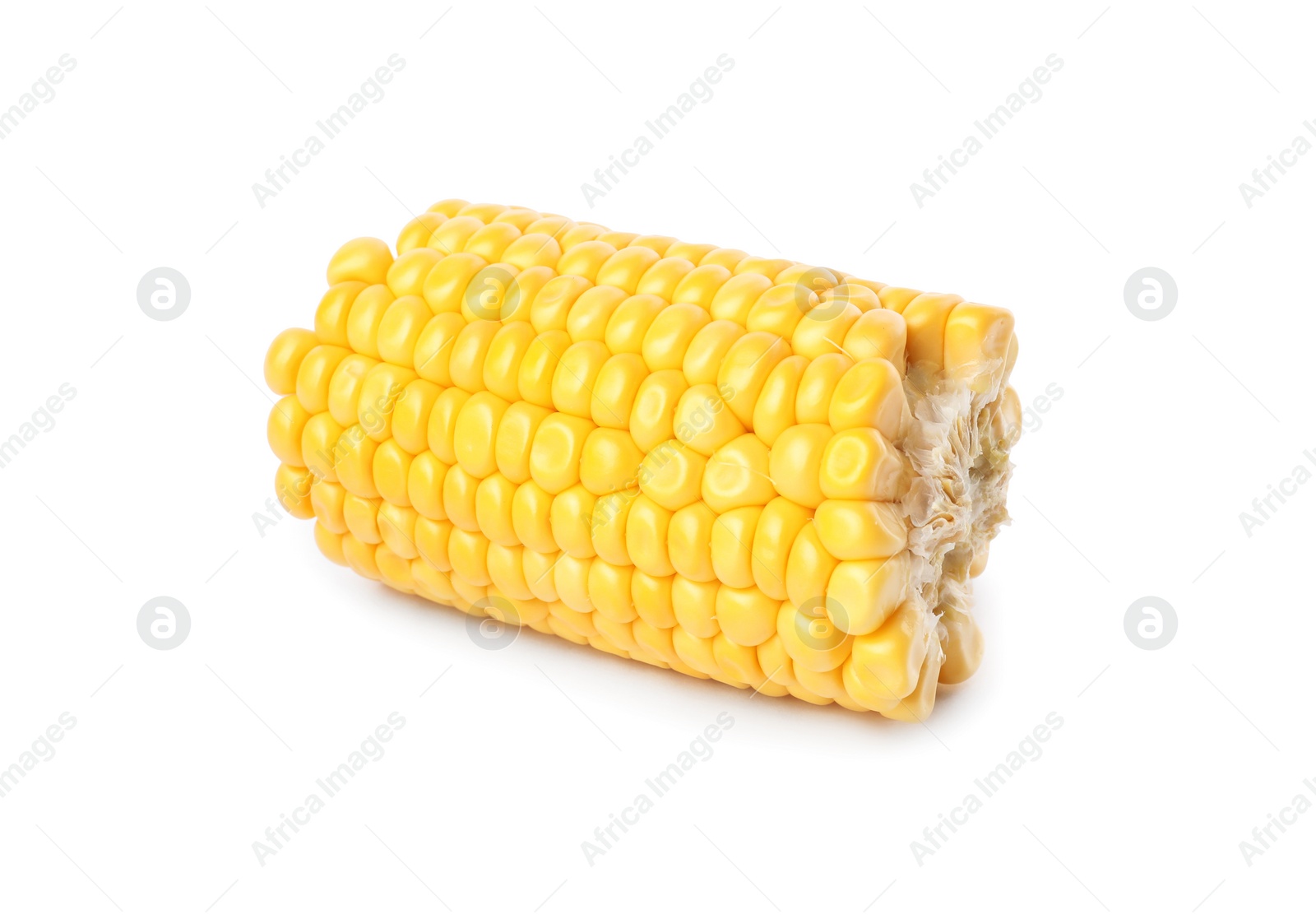 Photo of Piece of ripe raw corn cob isolated on white