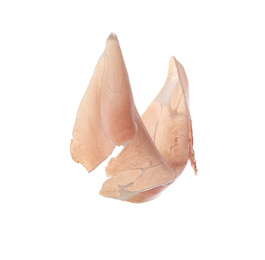 Photo of Slice of tasty prosciutto isolated on white