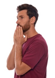 Handsome man in shirt on white background