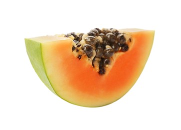 Photo of Fresh ripe papaya slice isolated on white