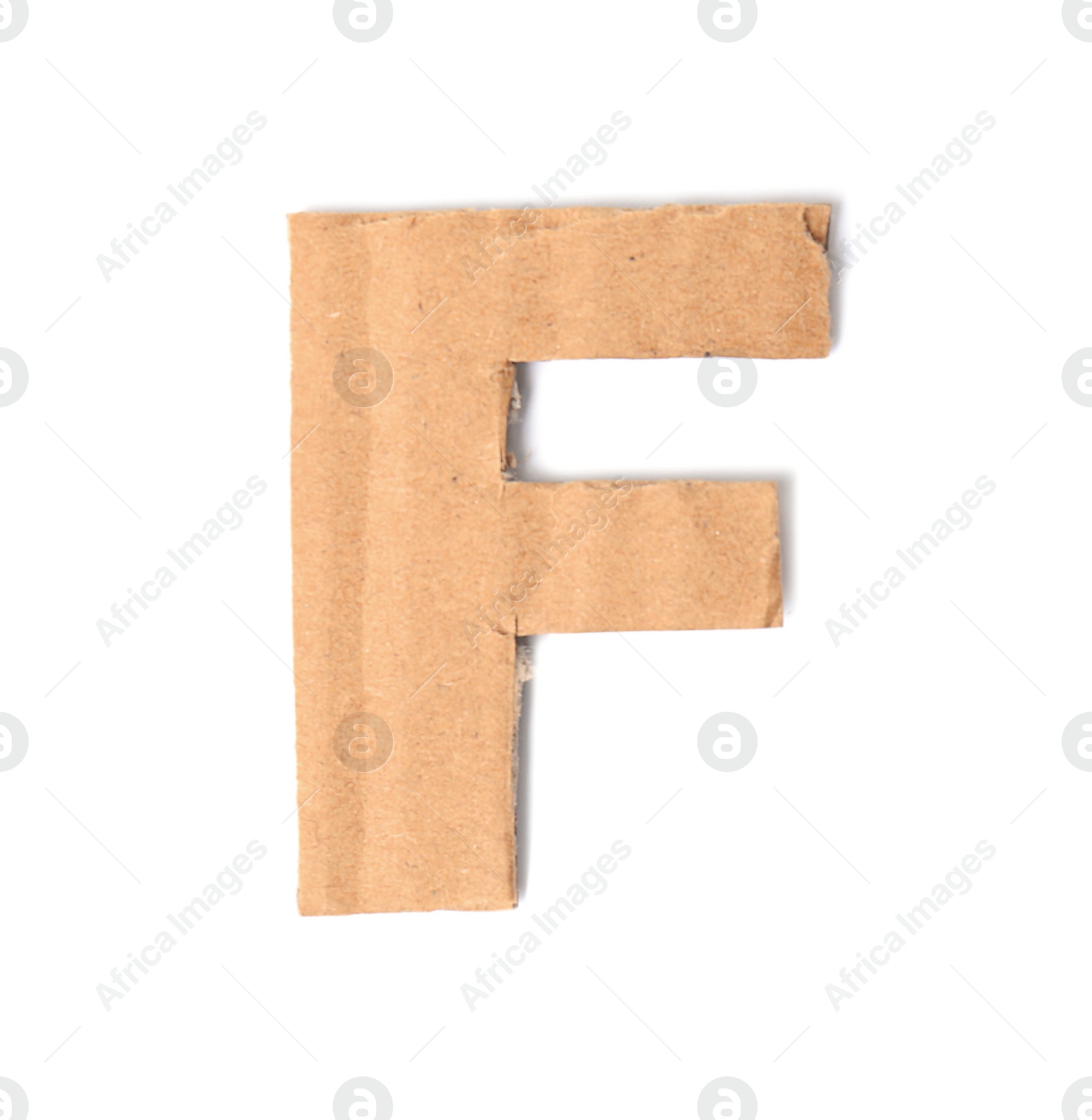 Photo of Letter F made of cardboard on white background