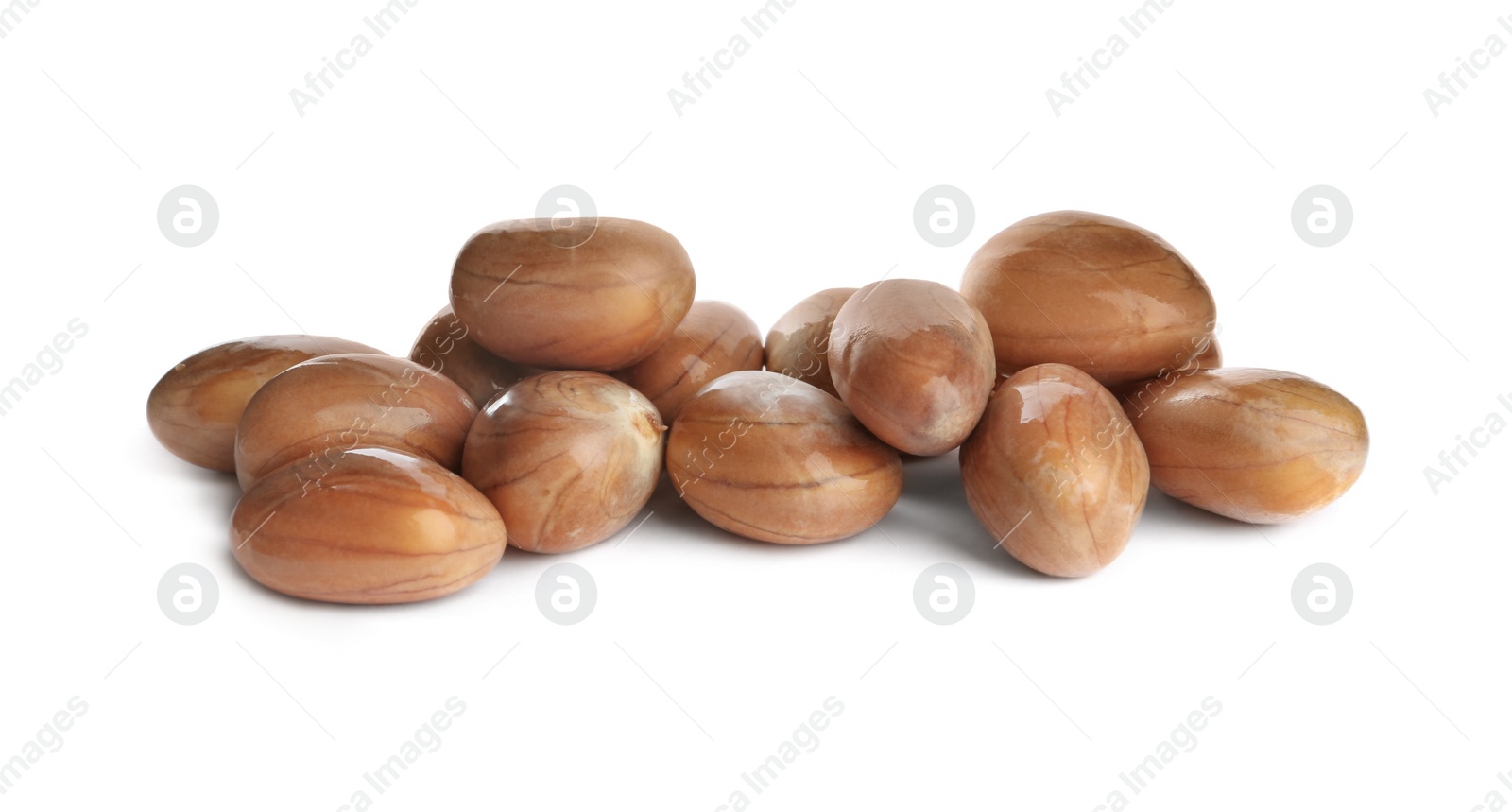 Photo of Fresh raw jackfruit seeds on white background