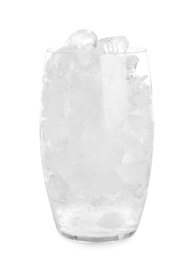 Photo of Ice cubes in glass isolated on white