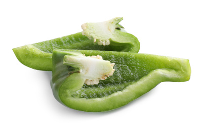 Photo of Cut green bell pepper isolated on white