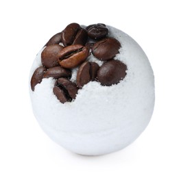 Photo of Bath bomb with coffee beans isolated on white