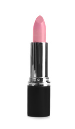 Image of Pink lipstick on white background. Professional makeup product