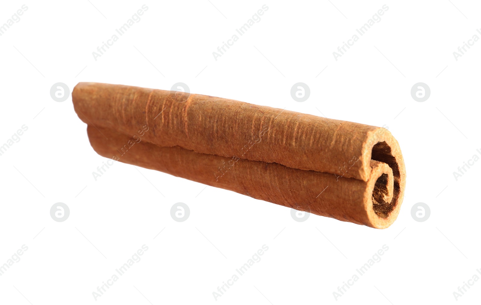 Photo of One aromatic cinnamon stick isolated on white