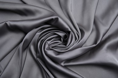 Photo of Texture of delicate black silk as background, top view