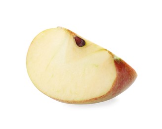 Photo of Slice of juicy apple on white background