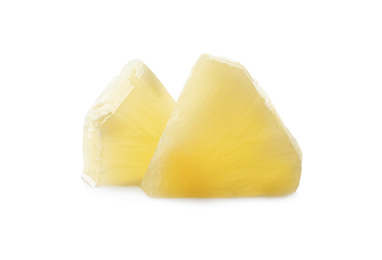 Photo of Pieces of canned pineapple isolated on white