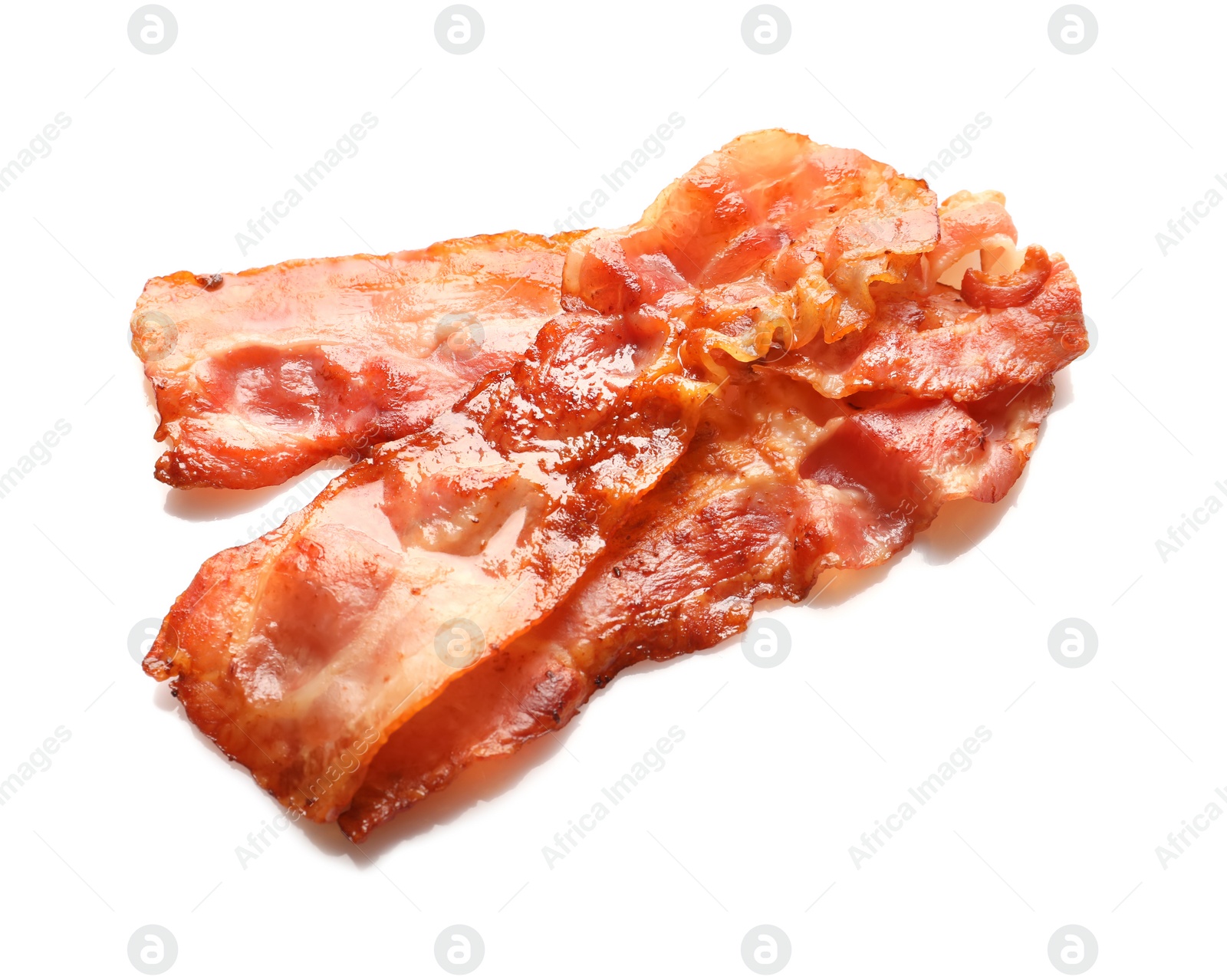 Photo of Fried bacon on white background