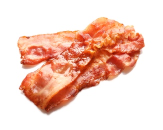 Photo of Fried bacon on white background