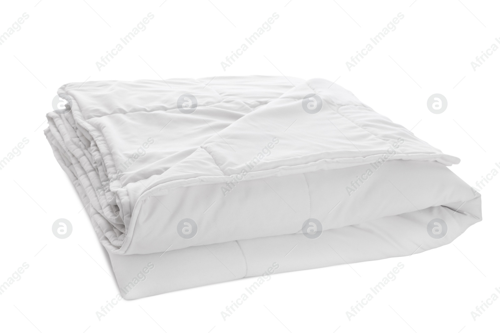 Photo of Folded clean blanket isolated on white. Household textile