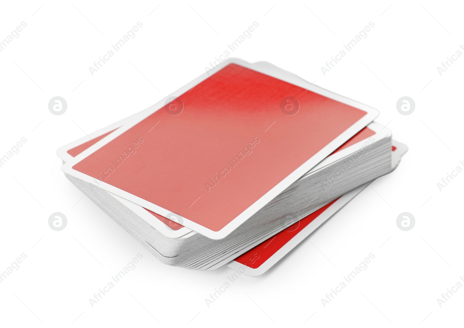 Photo of Deck of playing cards on white background