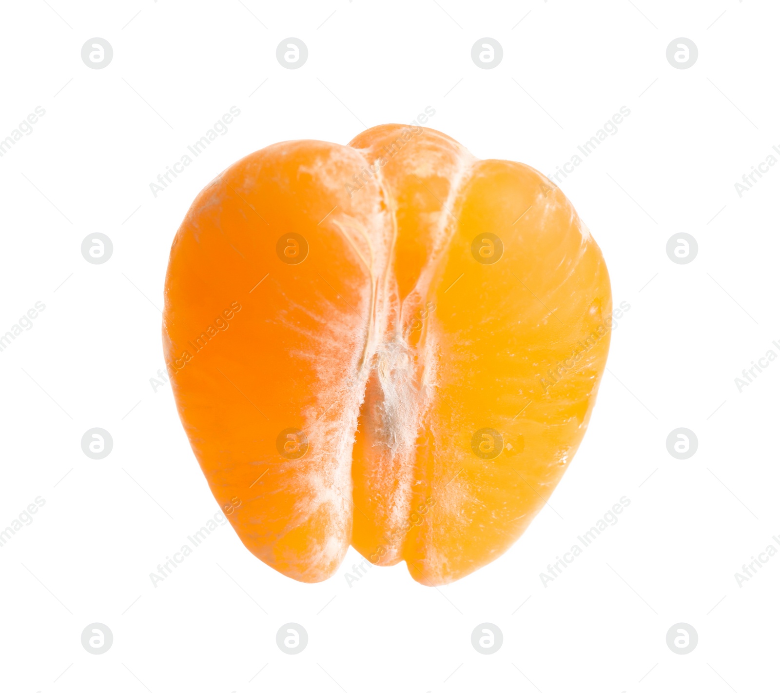 Photo of Peeled fresh juicy tangerine isolated on white