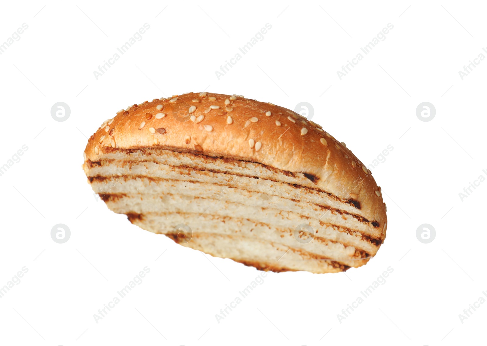 Photo of Half of grilled burger bun isolated on white