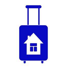 Moving concept. Illustration of suitcase and house on white background