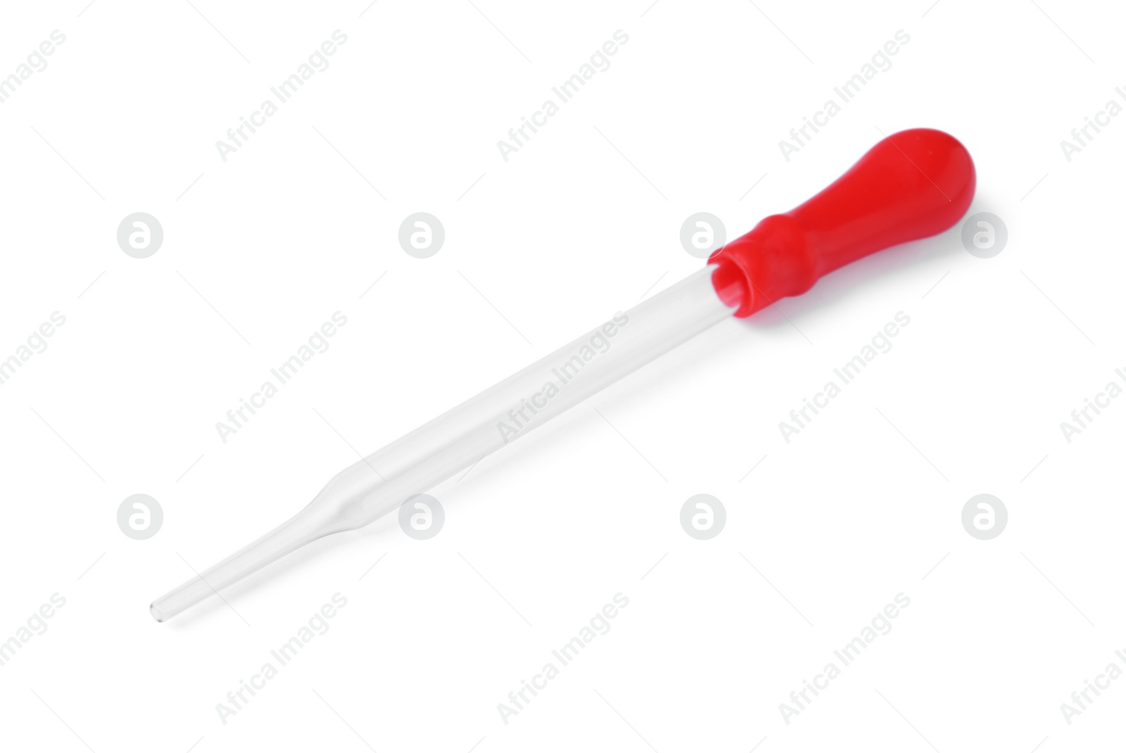 Photo of One glass clean pipette isolated on white