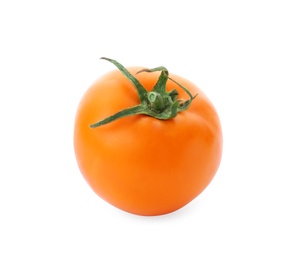 Photo of Delicious ripe orange tomato on white background