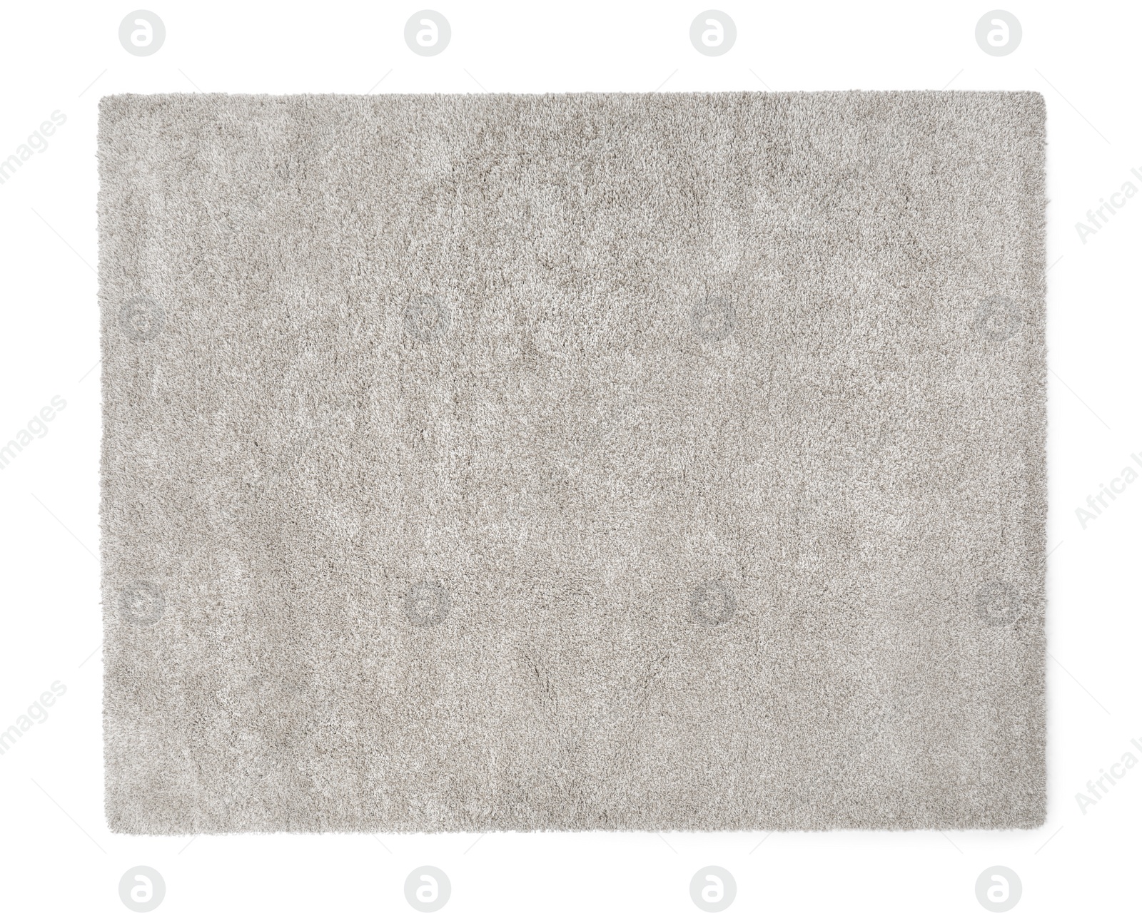 Photo of Stylish soft beige carpet isolated on white, above view