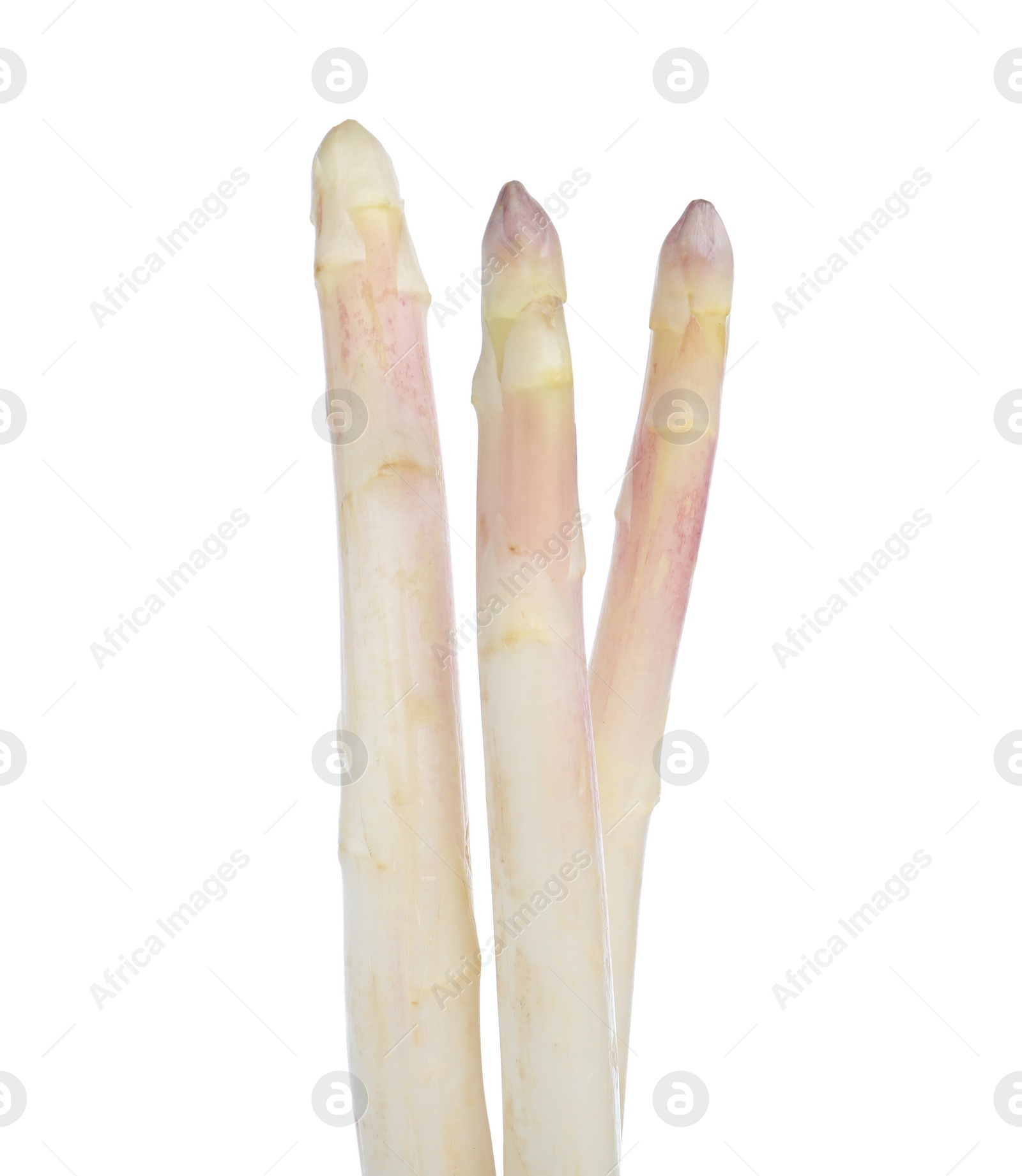 Photo of Fresh ripe asparagus isolated on white, closeup