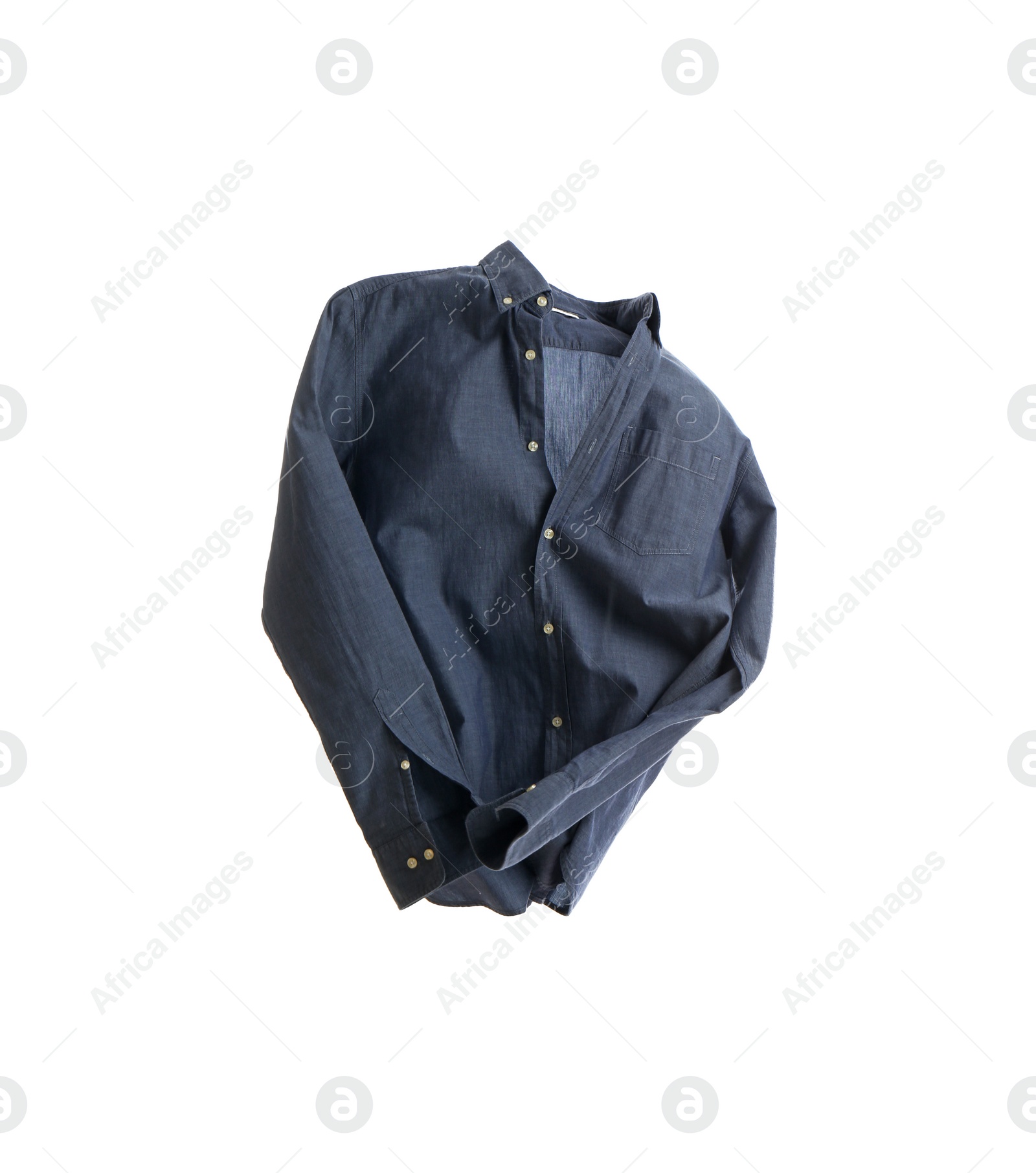 Photo of Blue shirt isolated on white. Stylish clothes