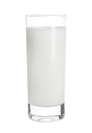 Photo of Glass of fresh dairy product isolated on white