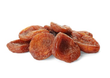 Photo of Tasty dried apricots isolated on white. Healthy snack