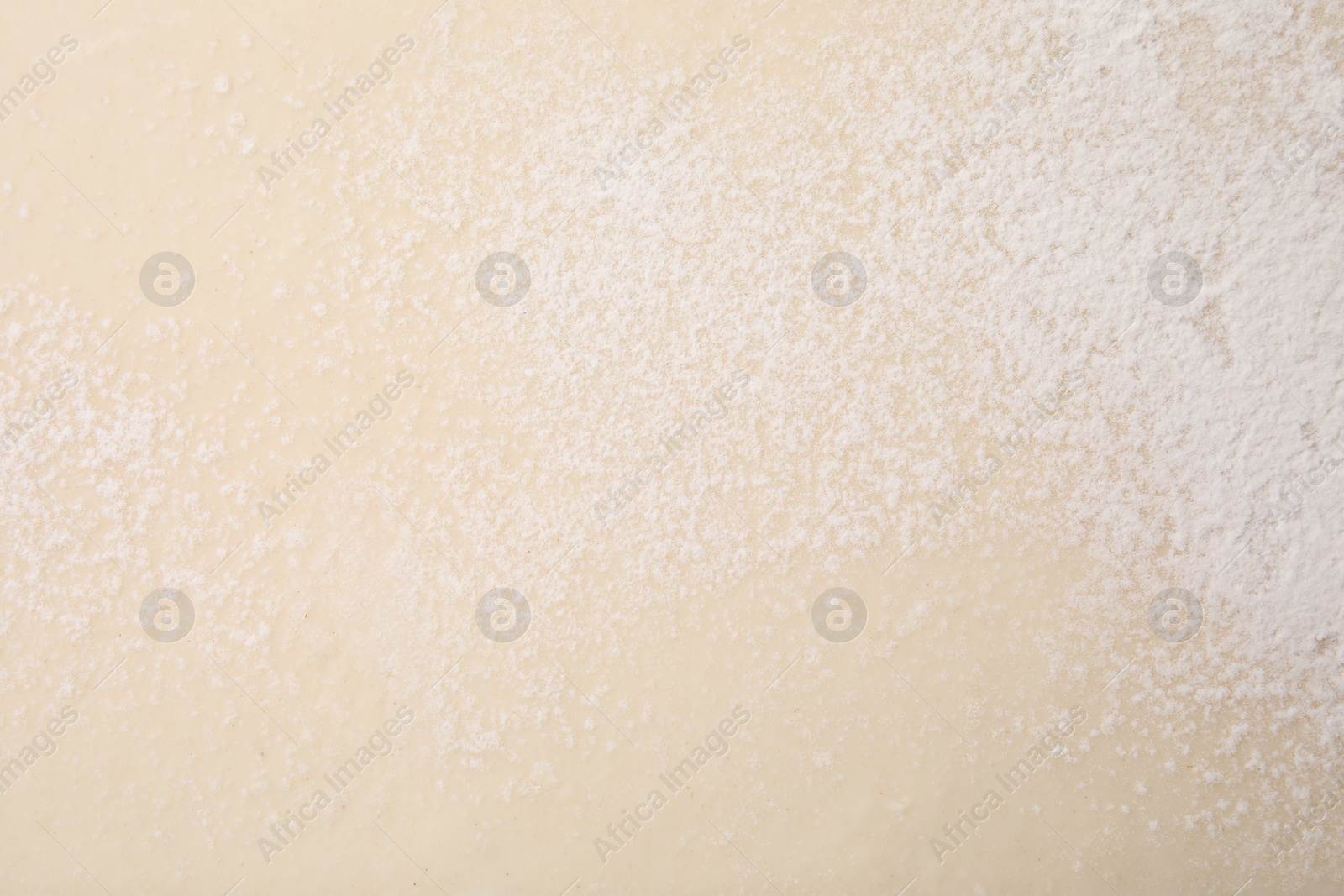 Photo of Raw puff pastry dough as background, top view