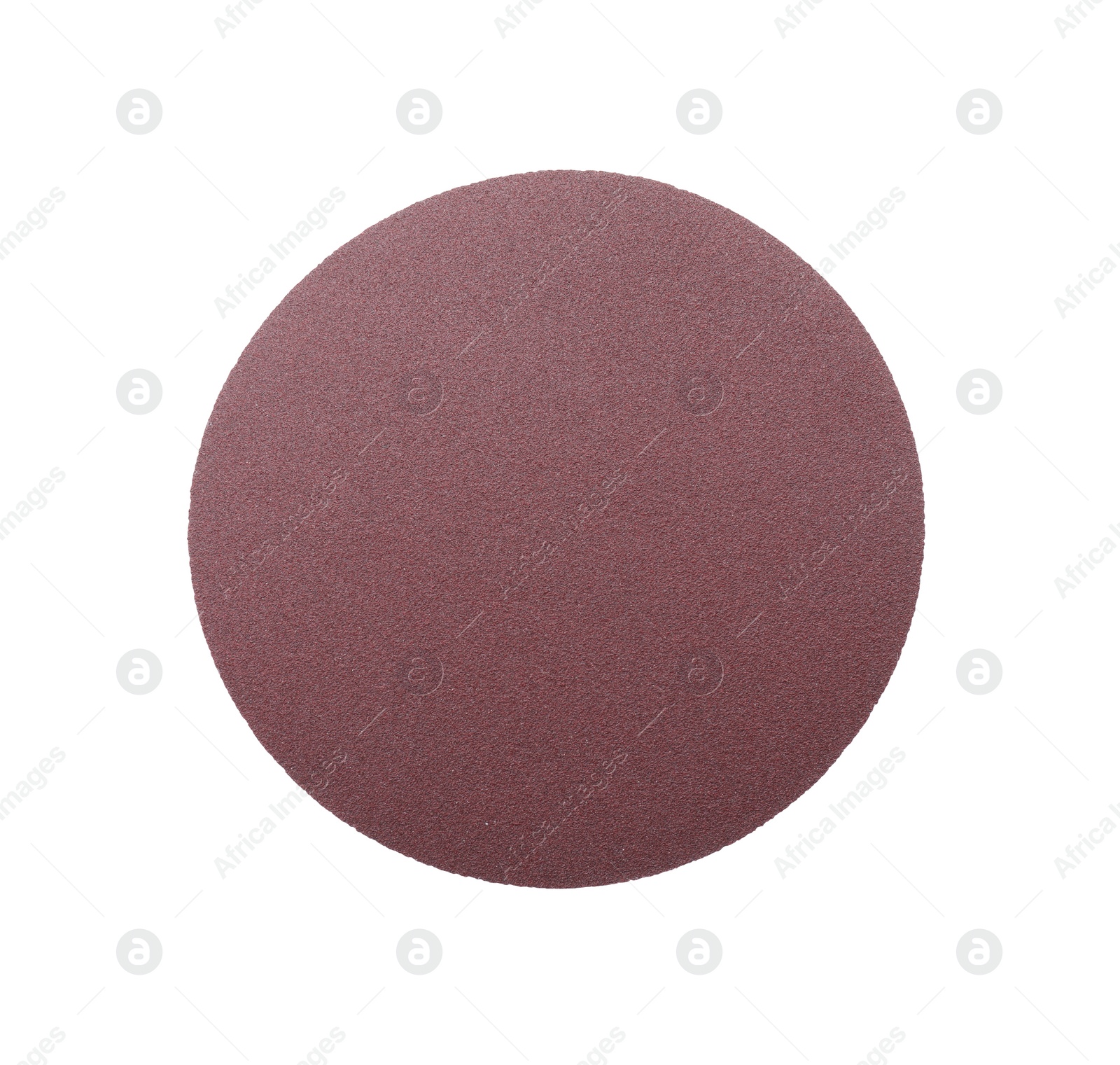 Photo of One coarse sandpaper disk isolated on white, top view