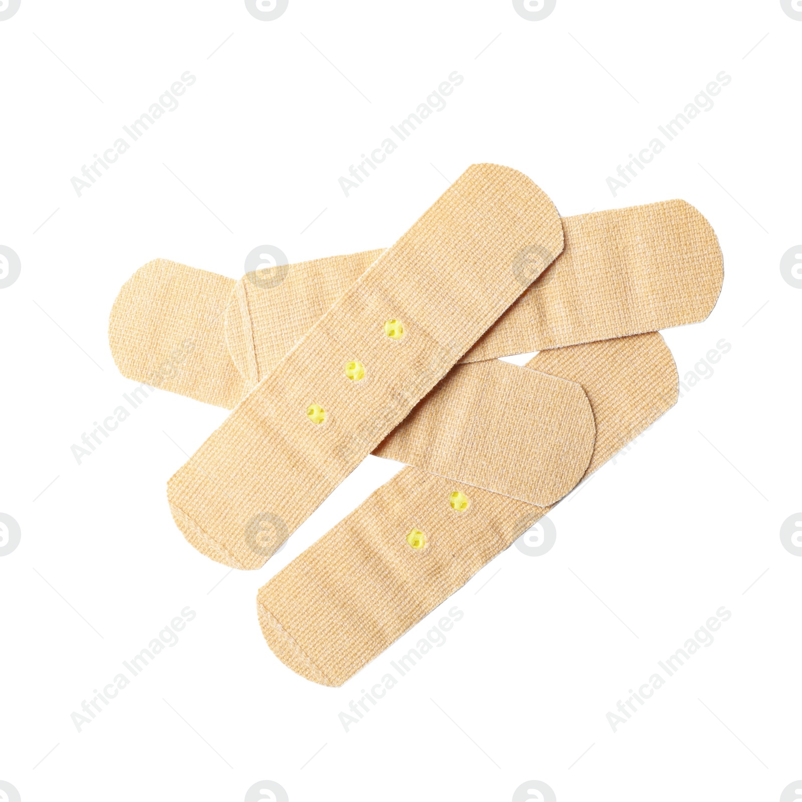 Medical sticking plasters isolated on white. First aid item Photo of Medical sticking plasters isolated on white. First aid item