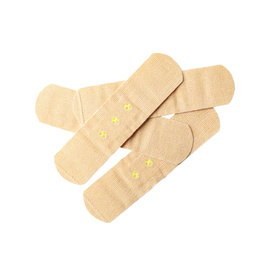 Photo of Medical sticking plasters isolated on white. First aid item