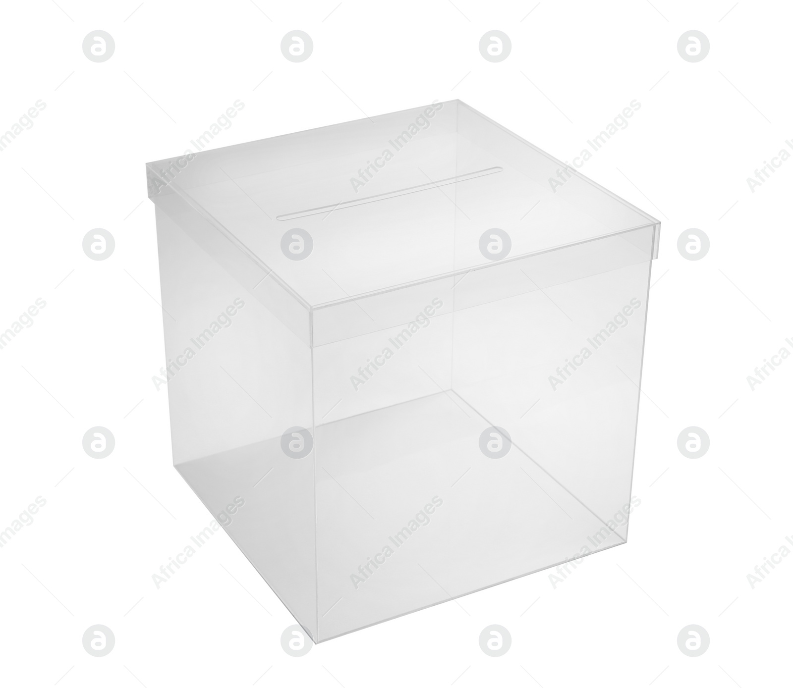 Photo of Plastic ballot box on white background. Election time