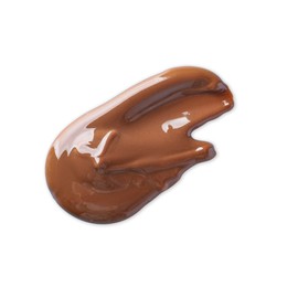 Photo of Smear of tasty milk chocolate paste isolated on white, top view