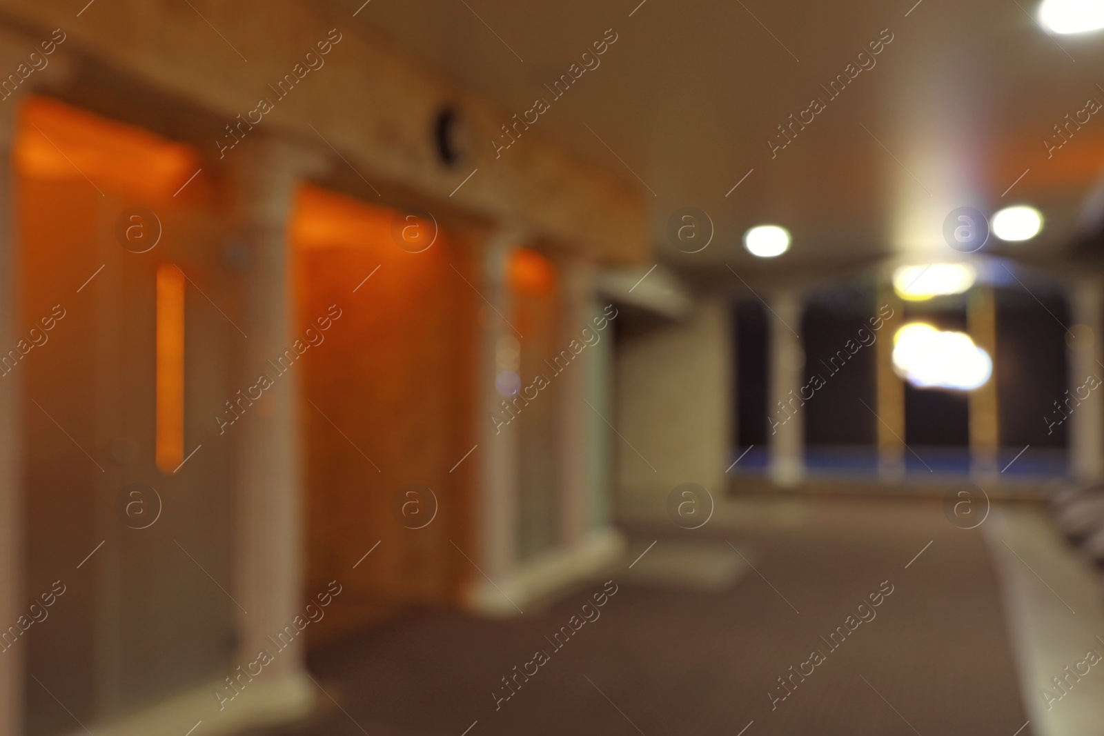 Photo of Blurred view of modern spa center hall interior