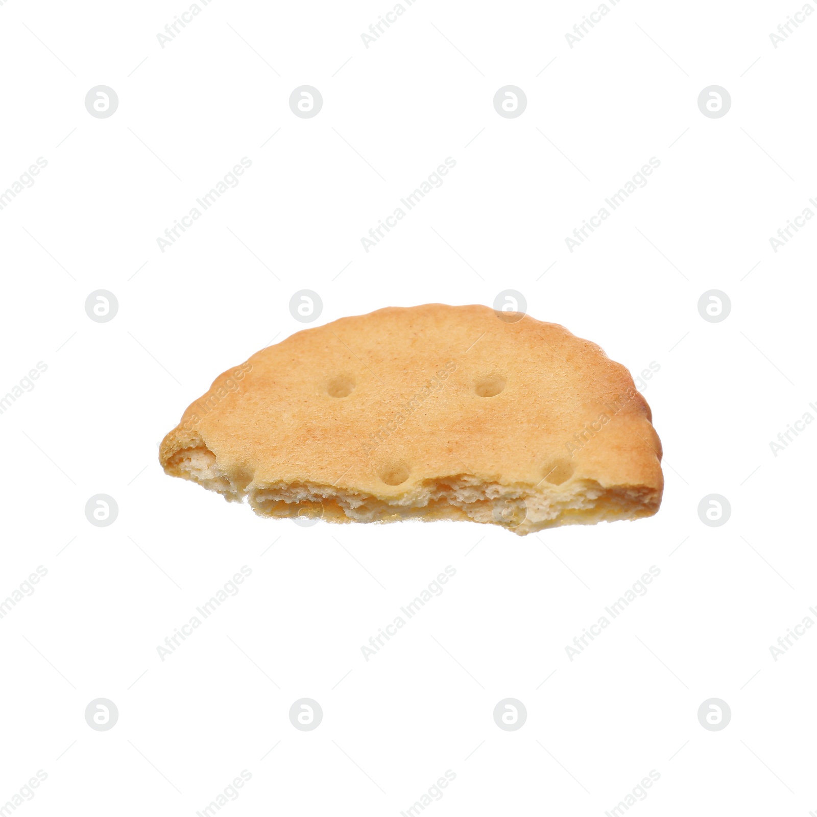 Photo of Piece of tasty cracker isolated on white