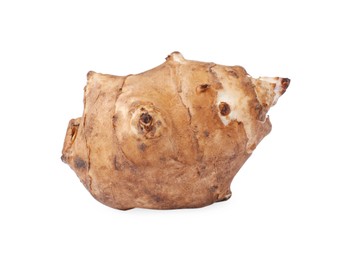 Photo of One raw Jerusalem artichoke isolated on white