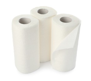 Photo of Rolls of paper towels isolated on white